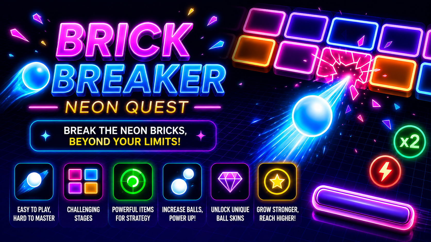 Brick Breaker Neon Quest